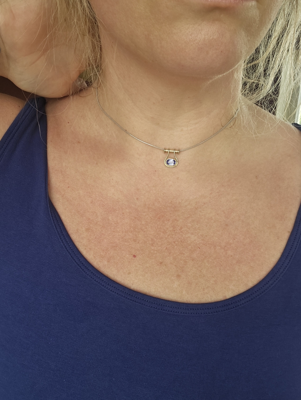 14k tanzanite necklace! White gold snake chain and the pendant is yellow gold. T - Picture 12 of 12